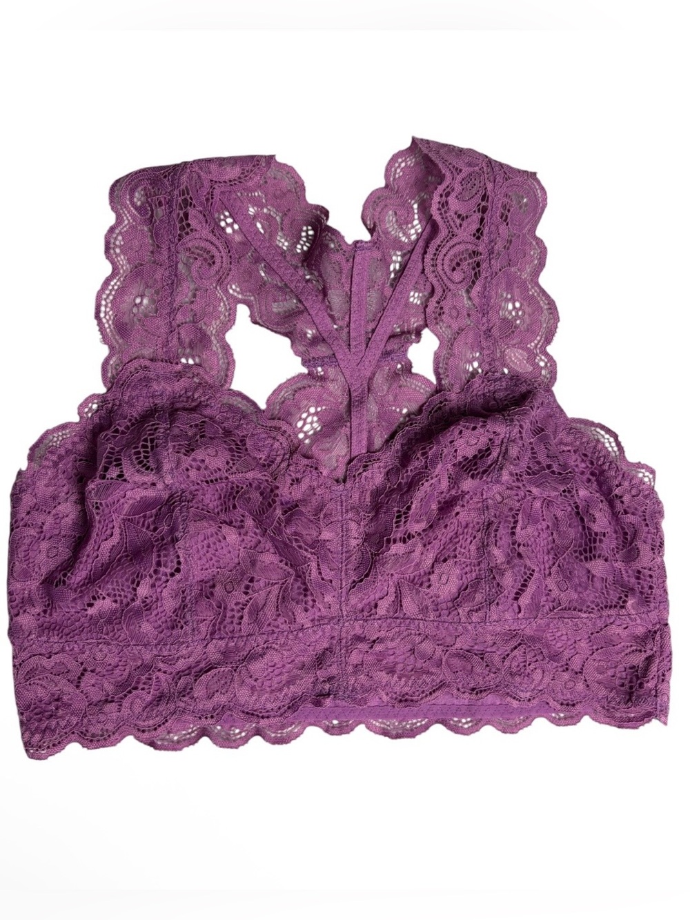 Pastel purple lace racer back nylon bralette size L